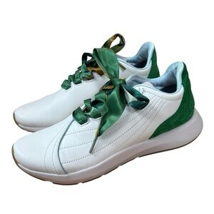 Saysh Two Leather Athletic Shoes Women’s Size US 7 Satin Laces White & Green